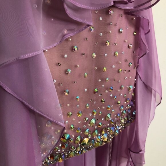 GIGI Beaded Lavender Peplum High Low Gown - Size 2 - NWT - Picture 4 of 11